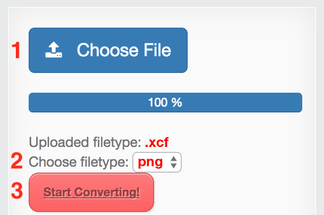 How to convert XCF files online to PNG